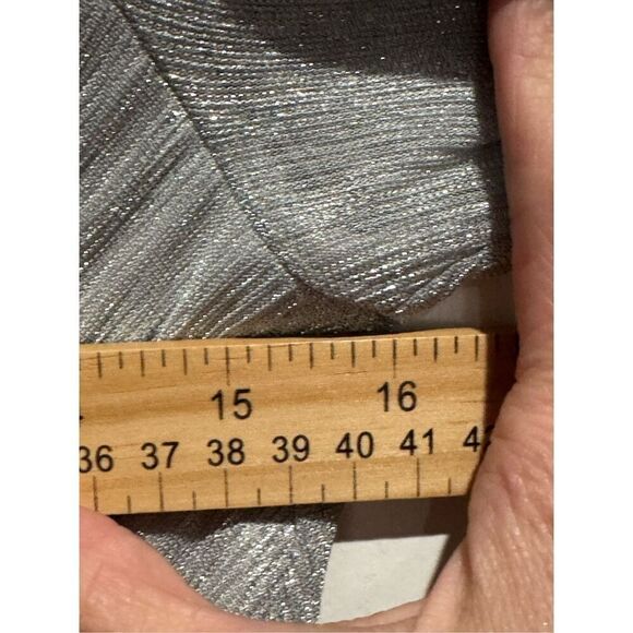 NWT IRO X Revolve Draped Metallic Silver Deep V-Neck Shoulder Pad Mini Dress 6 - Picture 10 of 16